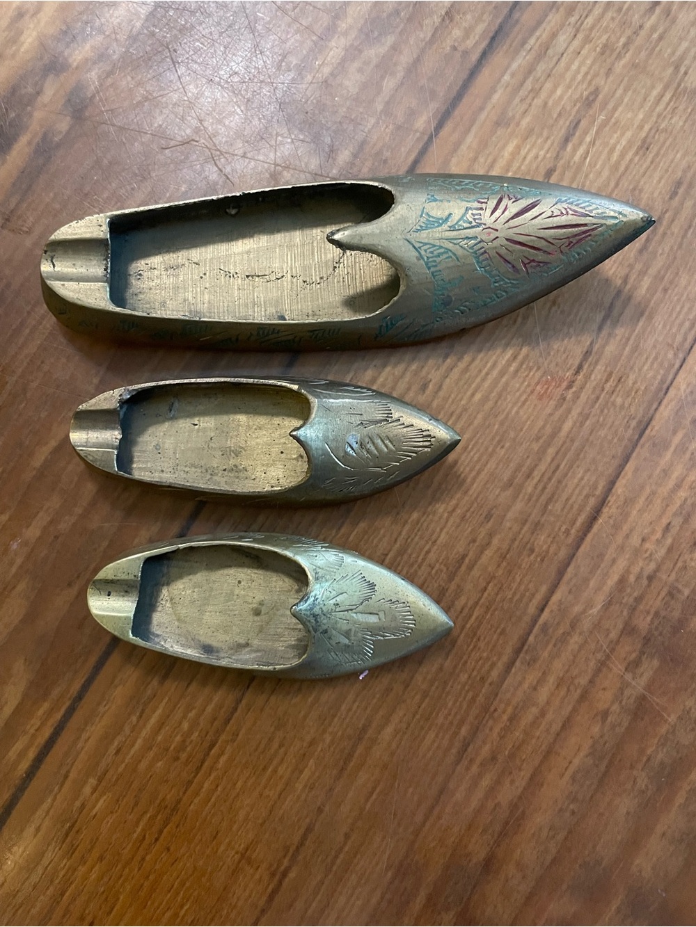 Vintage Brass Decorative Shoes Trinket Dish Ashtray Incense Holder Rare India